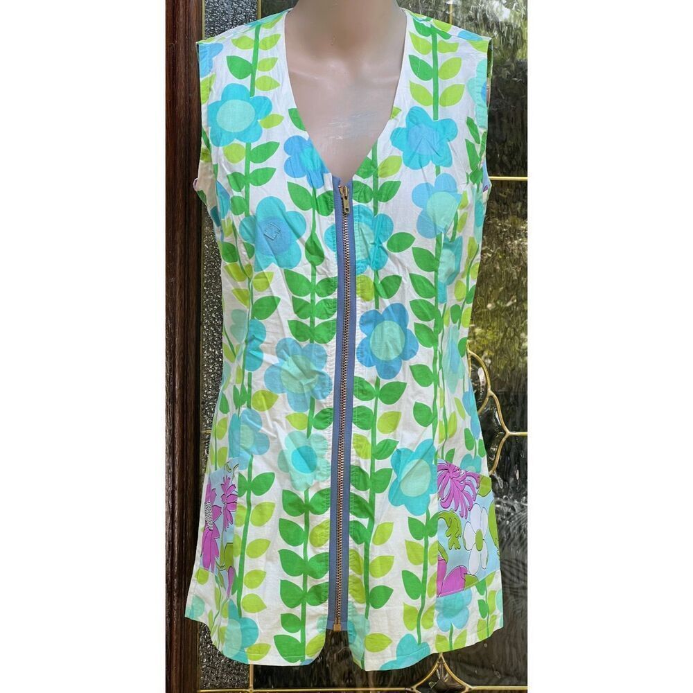 One of a Kind J. Cappuccio S.F. CA Limited Lines Size S Green Mod Dress Cotton
